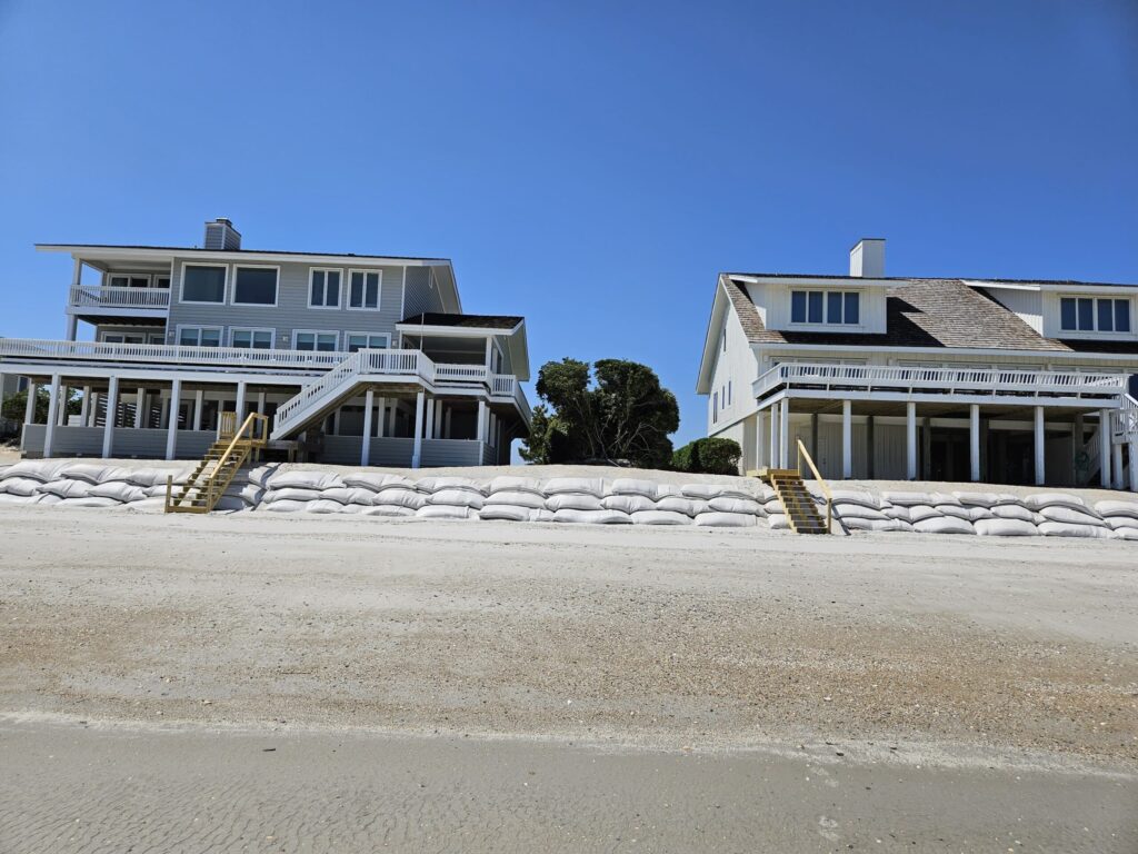 new deck and stairs on beach