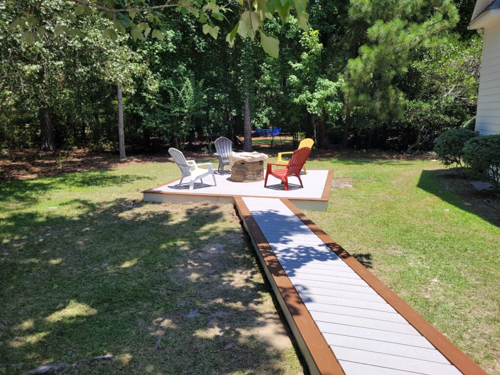 custom deck to firepit